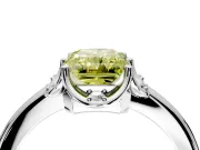 Floral Frame Engagement Ring Setting for Fancy Yellow Radiant Cut Center with Accent Clusters and Prong Head in Platinum
