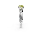 Crossover Engagement Ring Setting for Fancy Yellow Round Cut Center with Pave and Plain Strands and Prong Head in Sterling Silver