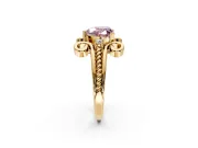 Solitaire Engagement Ring Setting for Fancy Pink Heart-Shaped Center with Twisted Band and Scroll Prong Head in Yellow Gold
