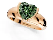 Tension Engagement Ring Setting for Fancy Green Heart-Shaped Center with Wide Flat Band and Tension Head in Rose Gold