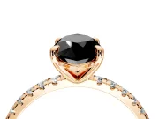 Solitaire Engagement Ring Setting for Fancy Black Marquise Center with Fine Pave Narrow Band and Prong Head in Rose Gold