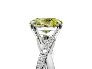 Crossover Engagement Ring Setting for Fancy Yellow Oval Center with Pave and Plain Strands and Prong Head in Platinum