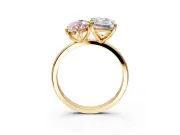 Fancy Pink Marquise and Emerald Cut Lab-Grown Diamond Toi et Moi Engagement Ring with Prong-Set Stones in Yellow Gold