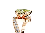Solitaire Engagement Ring Setting for Fancy Yellow Pear-Shaped Center with Pave Bypass Swirl Band and Prong Head in Rose Gold