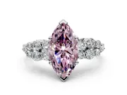 Cluster Engagement Ring Setting for Fancy Pink Marquise Center with 2-Row Shoulder Clusters and Prong Head in Platinum