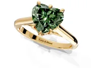 Solitaire Engagement Ring Setting for Fancy Green Heart-Shaped Center with Cathedral Band and Prong Head in Yellow Gold