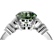 Floral Engagement Ring Setting for Fancy Green Round Cut Center with Marquise Cluster Shoulders and Prong Head in White Gold