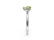 Hidden Halo Engagement Ring Setting for Fancy Yellow Heart-Shaped Center with Thin Round-Wire Band and Prong Head in White Gold