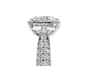 Solitaire Engagement Ring Setting for Radiant Cut Center with Multi-Row Accents and Prong Head in Sterling Silver