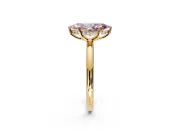 Hidden Halo Engagement Ring Setting for Fancy Pink Marquise Center with Thin Rounded Band and Prong Head in Yellow Gold