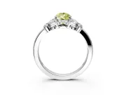 Solitaire Engagement Ring Setting for Fancy Yellow Pear-Shaped Center with Marquise Flower Shoulders and Prong Head in Platinum