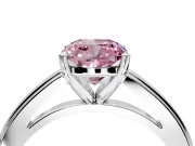 Solitaire Engagement Ring Setting for Fancy Pink Cushion Cut Center with Flat-Sided Plain Band and Prong Head in Sterling Silver
