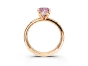 Solitaire Engagement Ring Setting for Fancy Pink Cushion Cut Center with Scrollwork Band and Prong Head in Rose Gold