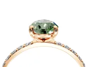 Solitaire Engagement Ring Setting for Fancy Green Pear-Shaped Center with Pave Accents and Prong Head in Rose Gold