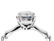 Solitaire Engagement Ring Setting for Radiant Cut Center with Bamboo Band and Prong Head in Sterling Silver