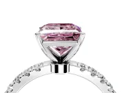 Open Basket Engagement Ring Setting for Fancy Pink Princess Cut Center with Pave Band and Prong Head in Sterling Silver