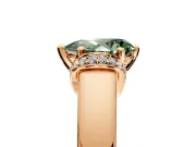 Solitaire Engagement Ring Setting for Fancy Green Pear-Shaped Center with Wide Band, Pave Collar and Prong Head in Rose Gold