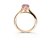 Solitaire Engagement Ring Setting for Fancy Pink Cushion Cut Center with Narrow Cathedral Band and Prong Head in Rose Gold