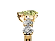 5 Stone Engagement Ring Setting for Fancy Yellow Pear-Shaped Center with Graduated Accents and Prong Head in Yellow Gold