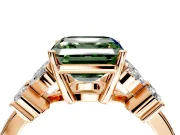 Floral Engagement Ring Setting for Fancy Green Asscher Cut Center with Marquise Cluster Shoulders and Prong Head in Rose Gold