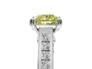 Solitaire Engagement Ring Setting for Fancy Yellow Princess Cut Center with Channel Band and Double Claw Prong Head in White Gold