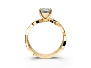 Solitaire Engagement Ring Setting for Emerald Cut Center with Pave and Plain Crossover Band and Prong Head in Yellow Gold