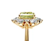Small-Accent Cluster Halo Engagement Ring Setting for Fancy Yellow Princess Cut Center with Plain Band and Prong Head in Yellow Gold