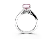 Solitaire Engagement Ring Setting for Fancy Pink Asscher Cut Center with Crossover Accents and Prong Head in Sterling Silver