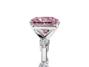 Solitaire Engagement Ring Setting for Fancy Pink Radiant Cut Center with Bezel Station Band and Prong Head in White Gold