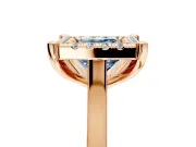 Single Halo Engagement Ring Setting for Fancy Blue Princess Cut Center with Corner Claws, Plain Band and Prong Head in Rose Gold