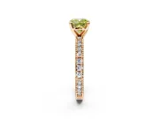 Solitaire Engagement Ring Setting for Fancy Yellow Cushion Cut Center with Milgrain-Edged Pave Band and Prong Head in Rose Gold