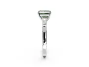 3 Stone Engagement Ring Setting for Fancy Green Princess Cut Center with Tapered Baguettes, Plain Band and Prong Head in Platinum