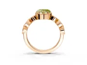 Vintage Station Engagement Ring Setting for Fancy Yellow Heart-Shaped Center with Accents and Prong Head in Rose Gold