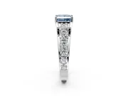 Solitaire Engagement Ring Setting for Fancy Blue Princess Cut Center with Graduated Shared Prongs and Prong Head in Platinum