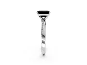 Side Accent Engagement Ring Setting for Fancy Black Emerald Cut Center with Accent Shoulders and Prong Head in Platinum