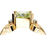 Solitaire Engagement Ring Setting for Fancy Yellow Asscher Cut Center with Twisted Band and Scroll Prong Head in Yellow Gold