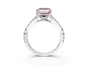 Solitaire Engagement Ring Setting for Fancy Pink Asscher Cut Center with Pave Split Shank and Prong Head in Sterling Silver