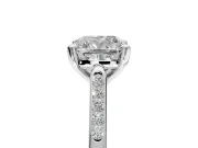 Solitaire Engagement Ring Setting for Cushion Cut Center with Channel Accents and Prong Head in Platinum