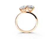 Marquise and Emerald Cut Lab-Grown Diamond Toi et Moi Engagement Ring with Prong-Set Stones in Rose Gold