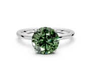 Solitaire Engagement Ring Setting for Fancy Green Round Cut Center with Plain Band, Open Basket and Prong Head in Platinum