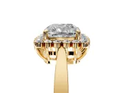 Starburst Halo Engagement Ring Setting for Cushion Cut Center with Flat Cathedral Band and Prong Head in Yellow Gold