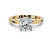 Solitaire Engagement Ring Setting for Cushion Cut Center with Open Cathedral Shoulders and Prong Head in Yellow Gold