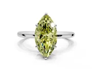 Low-Set Solitaire Engagement Ring Setting for Fancy Yellow Oval Center with Thin Plain Band and Prong Head in Platinum
