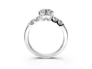 5 Stone Engagement Ring Setting for Round Cut Center with Plain Band and Prong Head in White Gold