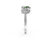 Cathedral Engagement Ring Setting for Fancy Green Pear-Shaped Center with Antique-Style Pave Band and Prong Head in Sterling Silver