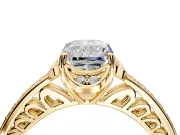 Floral Engagement Ring Setting for Radiant Cut Center with Four Accent Clusters and Prong Head in Yellow Gold