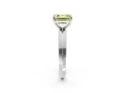 Solitaire Engagement Ring Setting for Fancy Yellow Asscher Cut Center with Wide Knife Ridge Band and Prong Head in Platinum