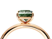 Low-Set Solitaire Engagement Ring Setting for Fancy Green Princess Cut Center with Thin Plain Band and Prong Head in Rose Gold
