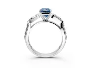 Channel-Set Engagement Ring Setting for Fancy Blue Radiant Cut Center with Baguette Band and Prong Head in Platinum