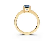 Solitaire Engagement Ring Setting for Fancy Blue Emerald Cut Center with Plain Band and Flat Tab Prong Head in Yellow Gold